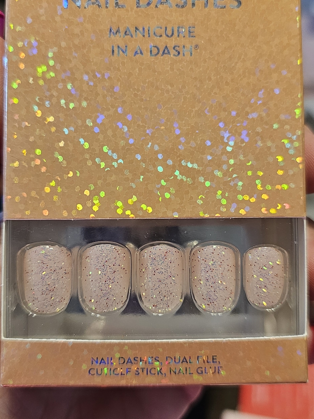 Nail Dashes Nude Glitter Press-On Nails
